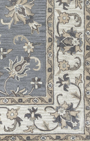 Alora Decor Liberty Hand-Tufted Gray Wool Round Rug With Traditional Border Motif For Cozy Transitional Rooms 8' x 8' LIBLB1026004608RD