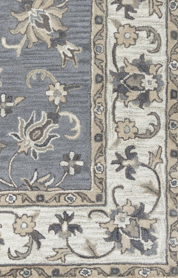 Alora Decor Liberty Hand-Tufted Gray Wool Round Rug With Traditional Border Motif For Cozy Transitional Rooms 8' x 8' LIBLB1026004608RD