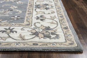 Alora Decor Liberty Hand-Tufted Gray Wool Round Rug With Traditional Border Motif For Cozy Transitional Rooms 8' x 8' LIBLB1026004608RD