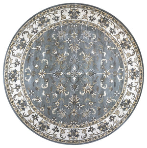 Alora Decor Liberty Hand-Tufted Gray Wool Round Rug With Traditional Border Motif For Cozy Transitional Rooms 8' x 8' LIBLB1026004608RD