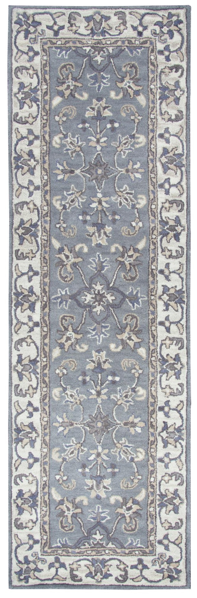 Alora Decor Liberty Hand-Tufted Wool Runner With Muted Gray Tan Ivory Border — Plush, Durable Hallway Accent 2'6" x 8' LIBLB102600462608