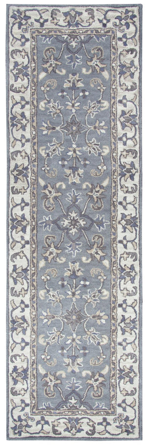 Alora Decor Liberty Hand-Tufted Wool Runner With Muted Gray Tan Ivory Border — Plush, Durable Hallway Accent 2'6" x 8' LIBLB102600462608