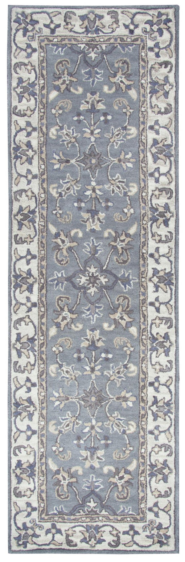 Alora Decor Liberty Hand-Tufted Wool Runner With Muted Gray Tan Ivory Border — Plush, Durable Hallway Accent 2'6" x 8' LIBLB102600462608