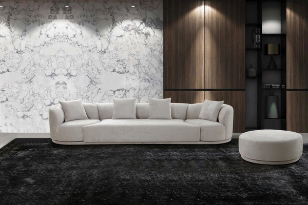 Pasargad Amalfi 4-piece Sectional Sofa Set - Beige Hybrid Design With Swivel Armchairs & Ottoman Beige Polyester Fabric Pdy-22091