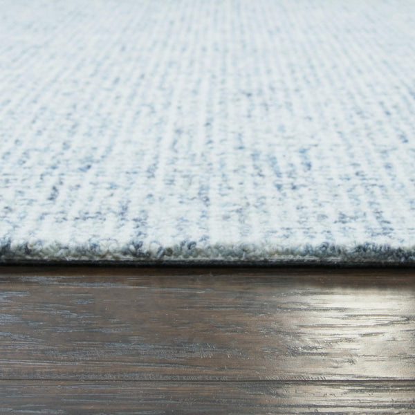 Alora Decor London Blue Round Rug Hand-Tufted 100% Wool Tweed Effect In Blue & White For Casual Transitional Rooms 10' x 10' LONLD1004095510RD