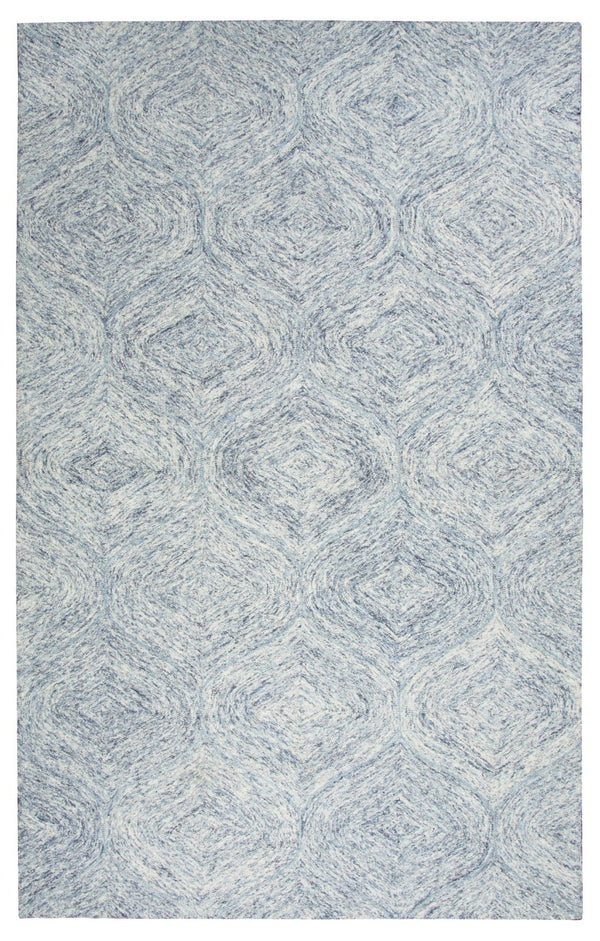 Alora Decor London London Blue Hand-Tufted Wool Rug With Marled Blue Trellis Pattern, Plush Durable Casual Style 5' x 8' LONLD100700090508