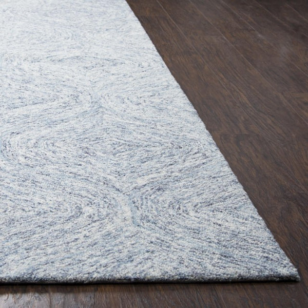 Alora Decor London Hand-Tufted Blue Wool Runner 2'6"X8' — Marled Trellis Texture, Soft Durable Casual Coastal Rug LONLD100700092608