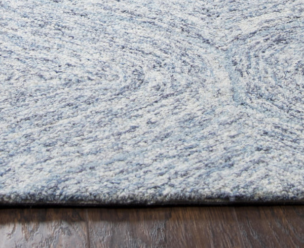 Alora Decor London Hand-Tufted Blue Wool Runner 2'6"X8' — Marled Trellis Texture, Soft Durable Casual Coastal Rug LONLD100700092608