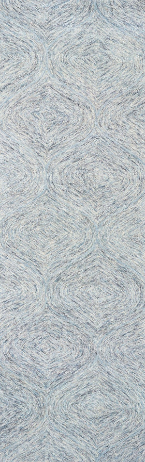 Alora Decor London Hand-Tufted Blue Wool Runner 2'6"X8' — Marled Trellis Texture, Soft Durable Casual Coastal Rug LONLD100700092608