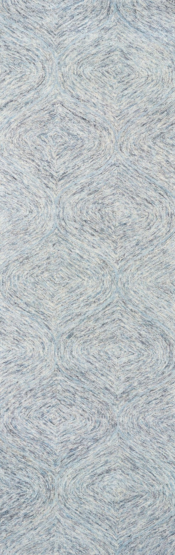 Alora Decor London Hand-Tufted Blue Wool Runner 2'6"X8' — Marled Trellis Texture, Soft Durable Casual Coastal Rug LONLD100700092608
