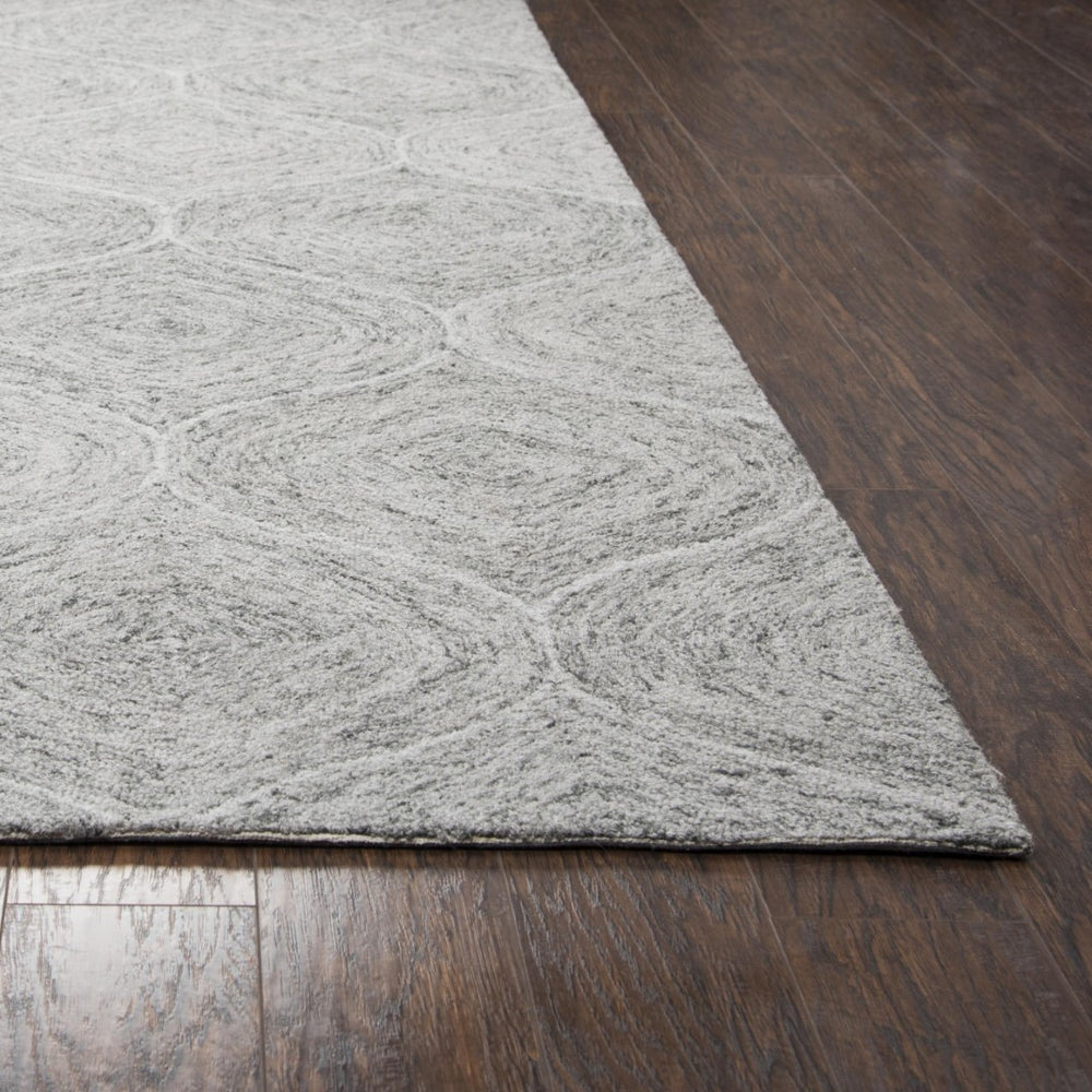 Alora Decor London Gray Hand-Tufted Wool Trellis Rug With Ultra-Dense Plush Pile, Tonal Grays, Tailored Edges 9' x 12' LONLD100800330912