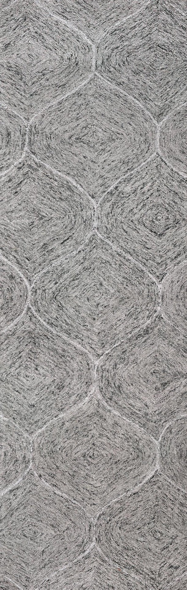 Alora Decor London Gray Runner Rug Hand-Tufted 100% Wool Trellis Runner 2'6"X8' Ultra-Dense Plush Durable Pad LONLD100800332608