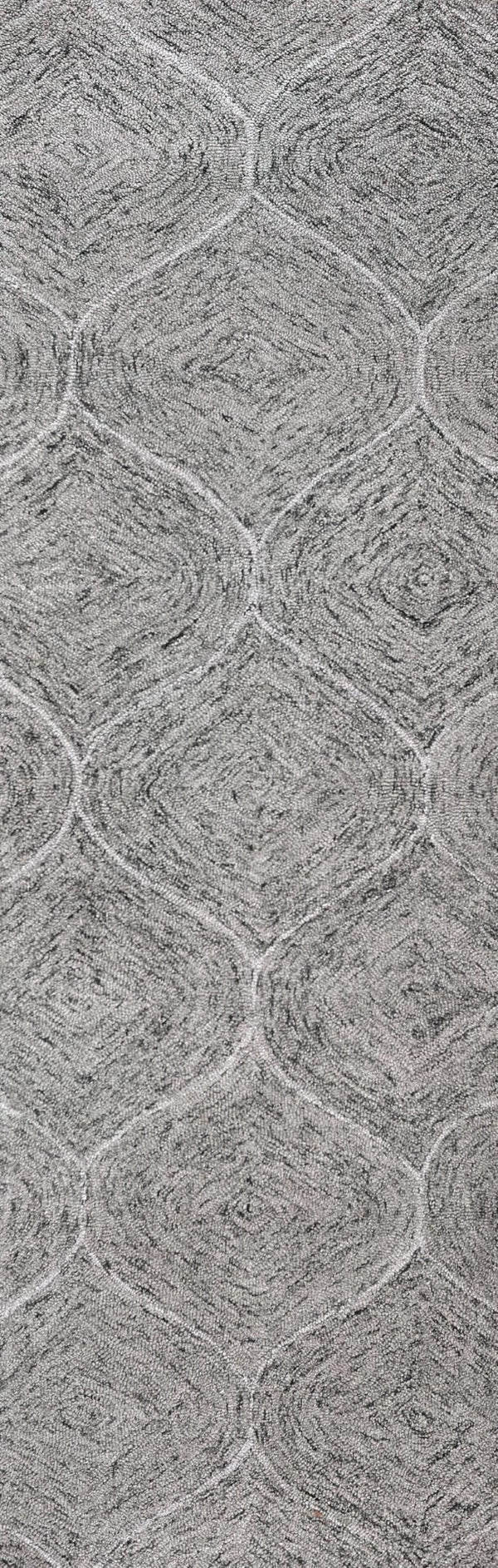 Alora Decor London Gray Runner Rug Hand-Tufted 100% Wool Trellis Runner 2'6"X8' Ultra-Dense Plush Durable Pad LONLD100800332608