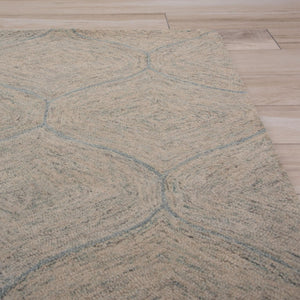 Alora Decor London Hand-Tufted Wool Rug With Soft Trellis Pattern In Green And White For Casual Elegance Indoors 3' x 5' LONLD100900300305
