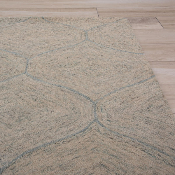 Alora Decor London Hand-Tufted Wool Rug With Soft Trellis Pattern In Green And White For Casual Elegance Indoors 3' x 5' LONLD100900300305