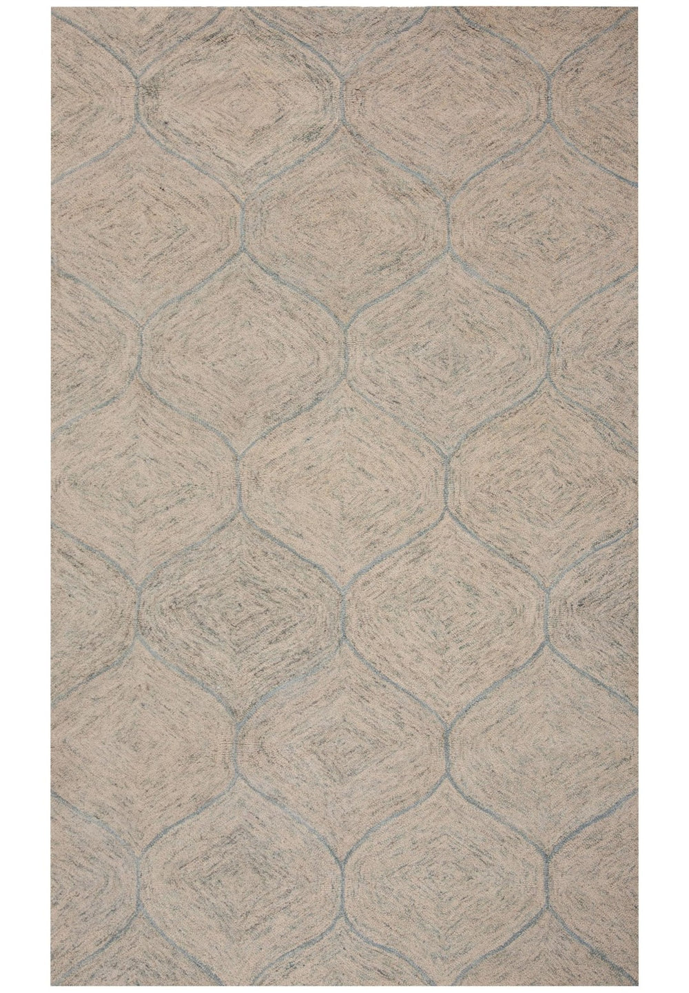 Alora Decor London Hand-Tufted Wool Rug With Soft Trellis Pattern In Green And White For Casual Elegance Indoors 3' x 5' LONLD100900300305