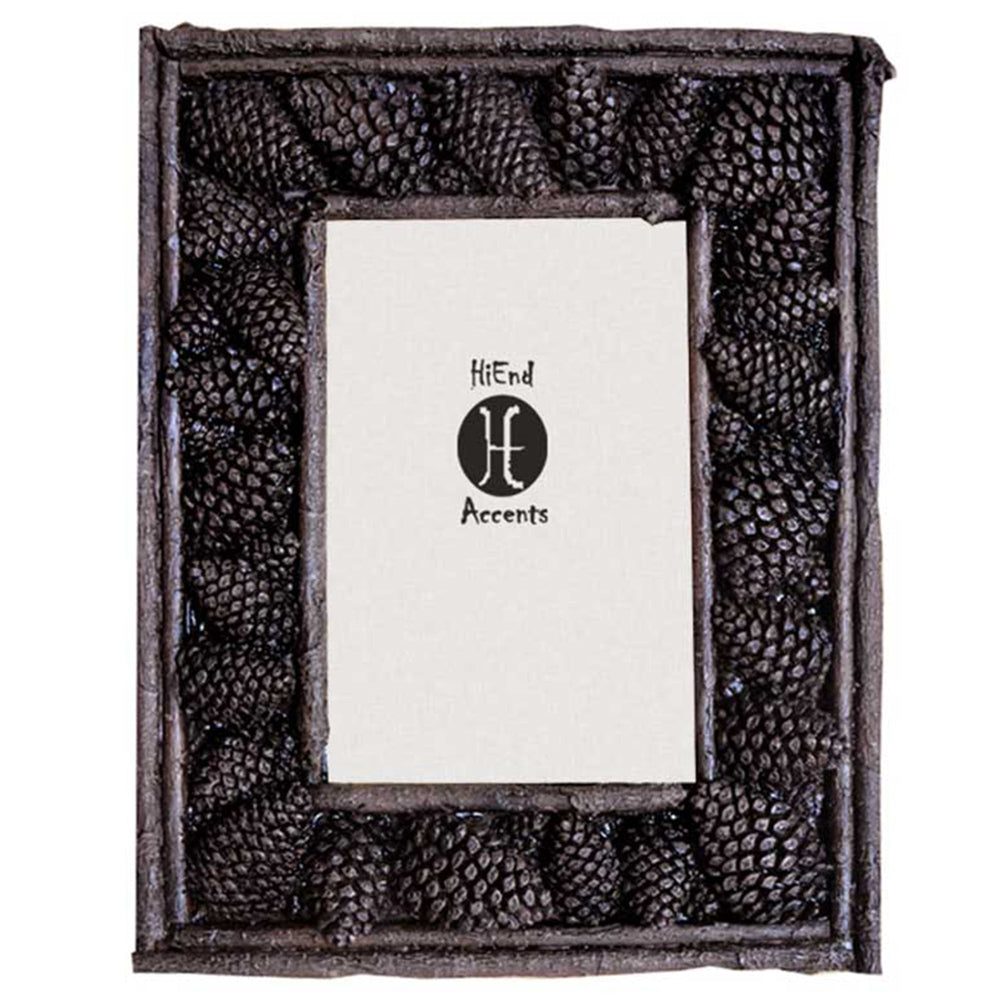 Hiend Accents Carved Pine Cone Picture Frame - Handcrafted Rustic Decor For Cherished Memories In Your Home Multi Resin Ld1203-80-oc