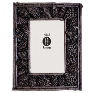 Hiend Accents Carved Pine Cone Picture Frame - Handcrafted Rustic Decor For Cherished Memories In Your Home Multi Resin Ld1203-46-oc