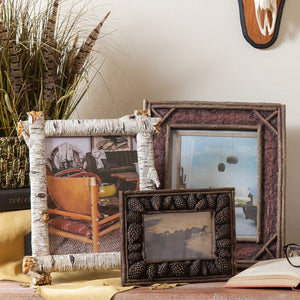 Hiend Accents Carved Pine Cone Picture Frame - Handcrafted Rustic Decor For Cherished Memories In Your Home Multi Resin Ld1203-46-oc