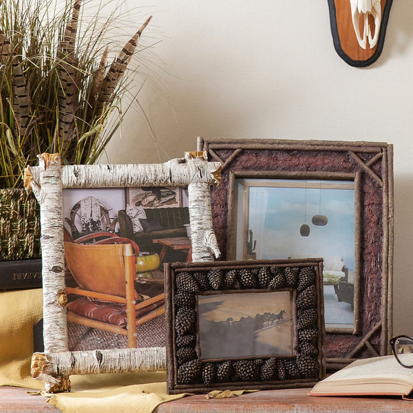 Hiend Accents Carved Pine Cone Picture Frame - Handcrafted Rustic Decor For Cherished Memories In Your Home Multi Resin Ld1203-46-oc