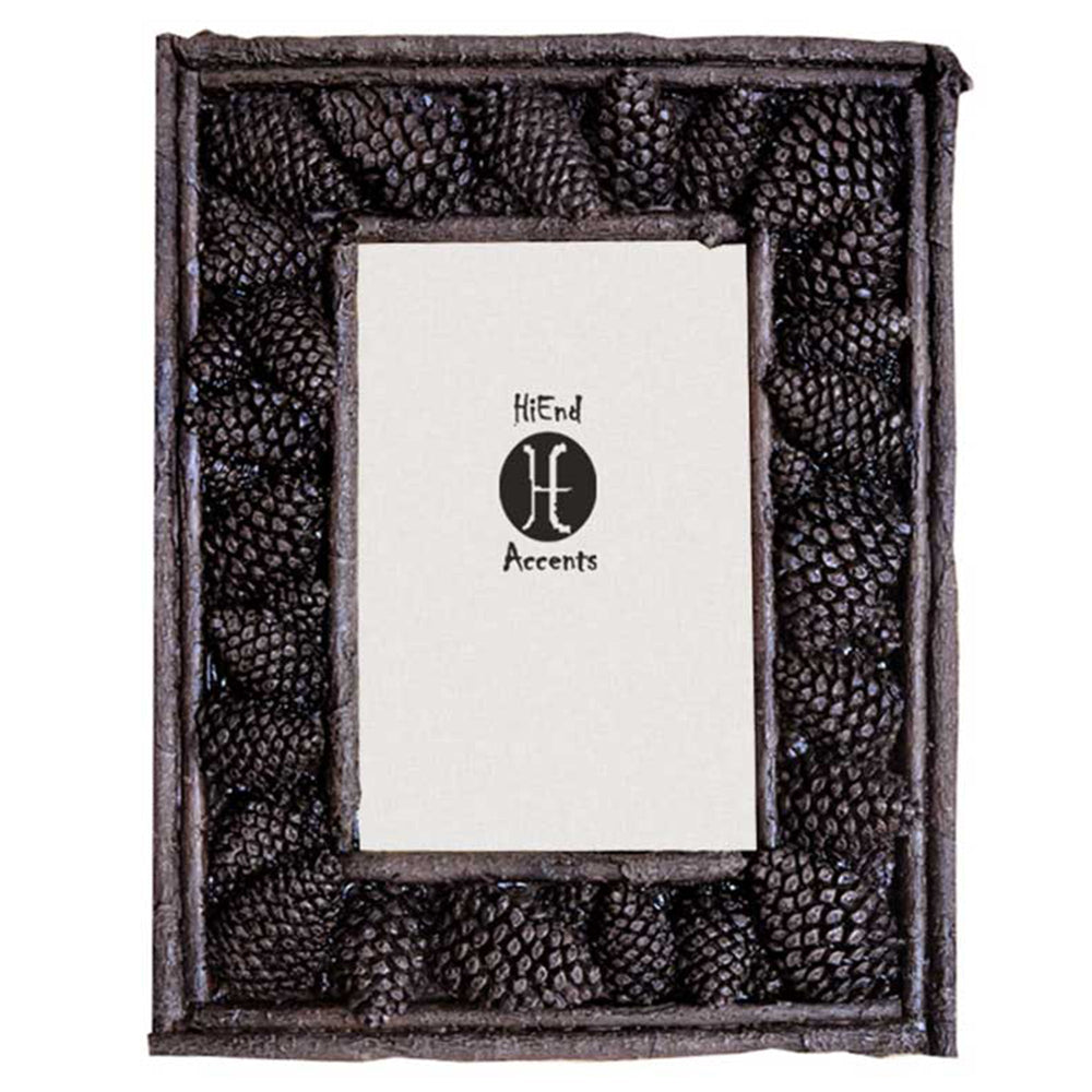 Hiend Accents Carved Pine Cone Picture Frame - Handcrafted Rustic Decor For Cherished Memories In Your Home Multi Resin Ld1203-80-oc