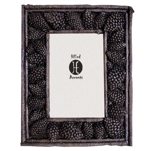 Hiend Accents Carved Pine Cone Picture Frame - Handcrafted Rustic Decor For Cherished Memories In Your Home Multi Resin Ld1203-80-oc