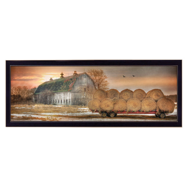 English Elm "sunset on the Farm" Lori Deiter Framed Wall Art Black Wood Farmhouse Print B06786027