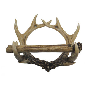 Hiend Accents Antler Toilet Paper Holder - Rustic Woodland Decor For A Charming Bathroom Upgrade And Style Tan Resin Ld6001