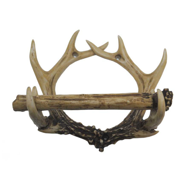 Hiend Accents Antler Toilet Paper Holder - Rustic Woodland Decor For A Charming Bathroom Upgrade And Style Tan Resin Ld6001