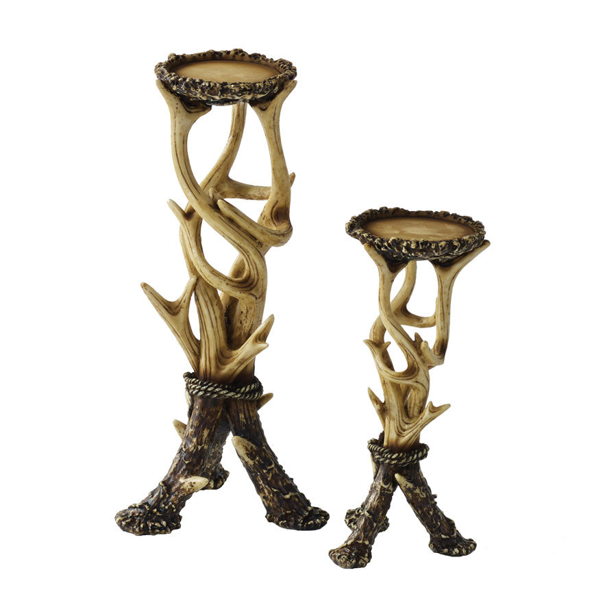 Hiend Accents Antler Candle Holders Set - Rustic Elegance For Your Home Decor, Perfect For Lodge & Western Themes Tan Polyresin Ld6008