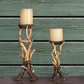 Hiend Accents Antler Candle Holders Set - Rustic Elegance For Your Home Decor, Perfect For Lodge & Western Themes Tan Polyresin Ld6008