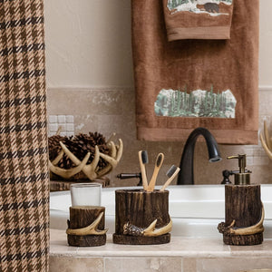 Hiend Accents Antler Countertop Bathroom Set - Rustic 4-piece Decor For Nature-inspired Lodge Interiors Brown Resin Ld6100
