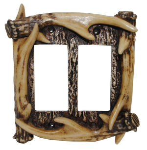 Hiend Accents Antler Double Rocker Wall Plate – Rustic Cast Resin Design For Lodge-inspired Home Décor Upgrade Brown Resin Ld8200-dr-oc