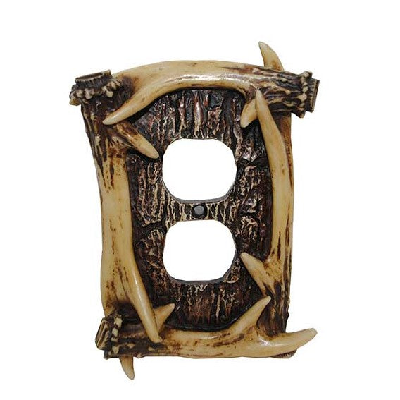 Hiend Accents Antler Outlet Cover Plate - Rustic Lodge Decor For Cozy Interiors, Hand-painted Resin Design Brown Resin Ld8200-so-oc
