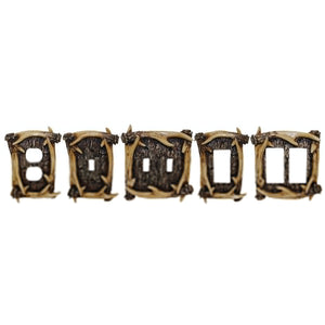 Hiend Accents Antler Single Wall Switch Plate Set - Rustic Elegance For Lodge-inspired Homes And Western Decor Brown Resin Ld8200-ss-oc