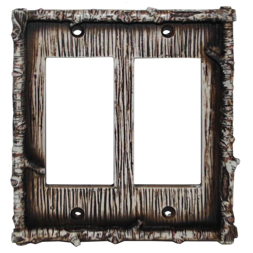 Hiend Accents Birch Twig Double Rocker Wall Switch Plate - Transform Your Space With Rustic Elegance And Charm Multi Resin Ld8203-dr-oc