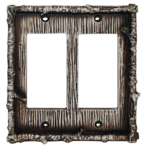 Hiend Accents Birch Twig Double Rocker Wall Switch Plate - Transform Your Space With Rustic Elegance And Charm Multi Resin Ld8203-dr-oc