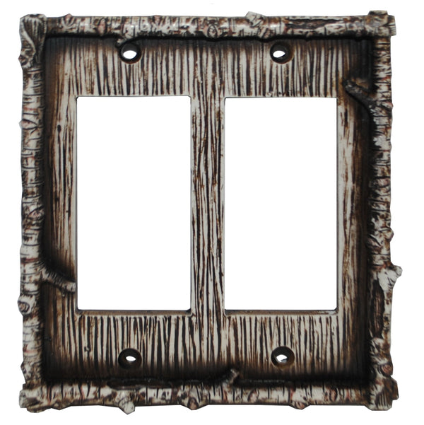 Hiend Accents Birch Twig Double Rocker Wall Switch Plate - Transform Your Space With Rustic Elegance And Charm Multi Resin Ld8203-dr-oc