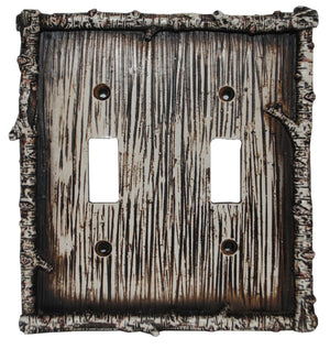 Hiend Accents Birch Twig Double Wall Switch Plate – Rustic Resin Design For Nature-inspired Home Décor Multi Resin Ld8203-ds-oc