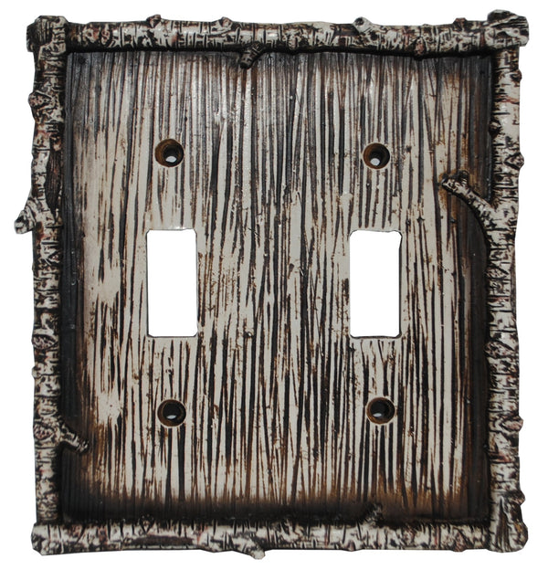 Hiend Accents Birch Twig Double Wall Switch Plate – Rustic Resin Design For Nature-inspired Home Décor Multi Resin Ld8203-ds-oc