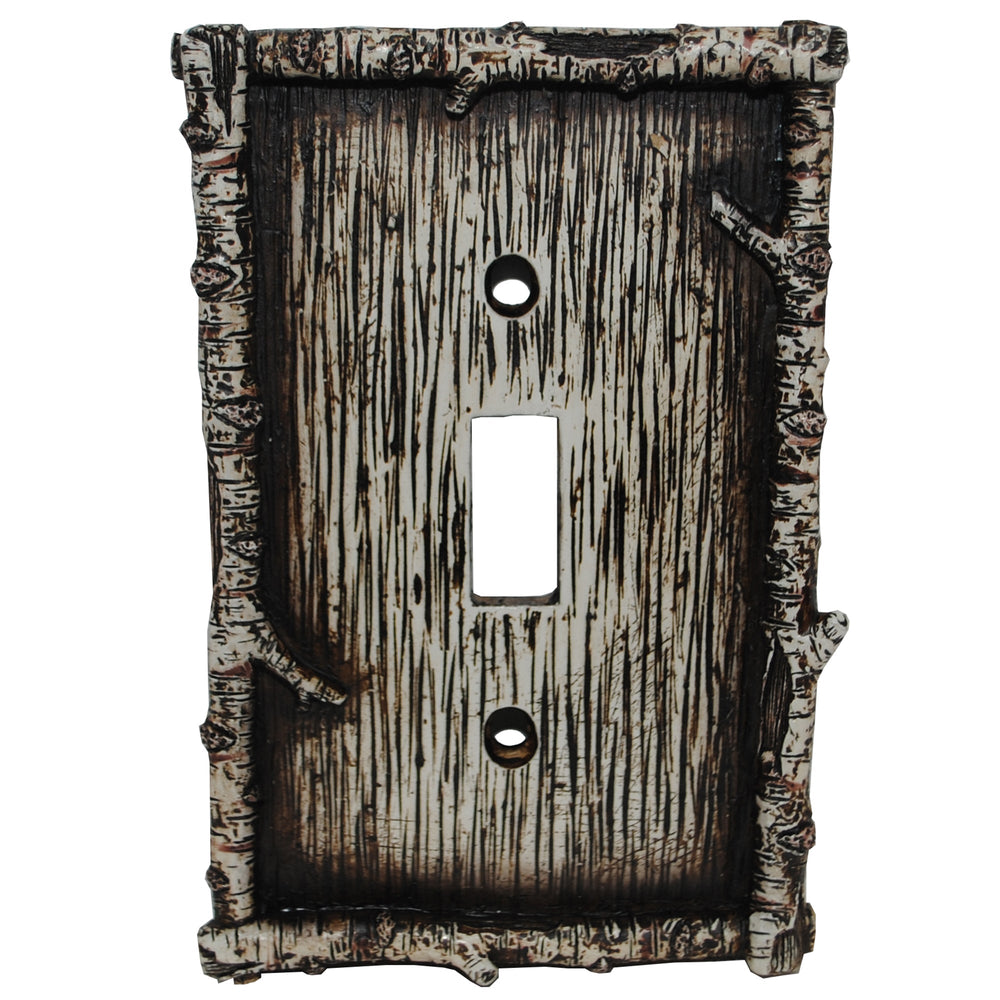 Hiend Accents Birch Twig Single Wall Switch Plate - Rustic Elegance For Nature-inspired Home Decor Spaces Multi Resin Ld8203-ss-oc