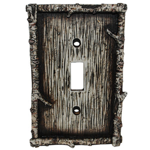 Hiend Accents Birch Twig Single Wall Switch Plate - Rustic Elegance For Nature-inspired Home Decor Spaces Multi Resin Ld8203-ss-oc