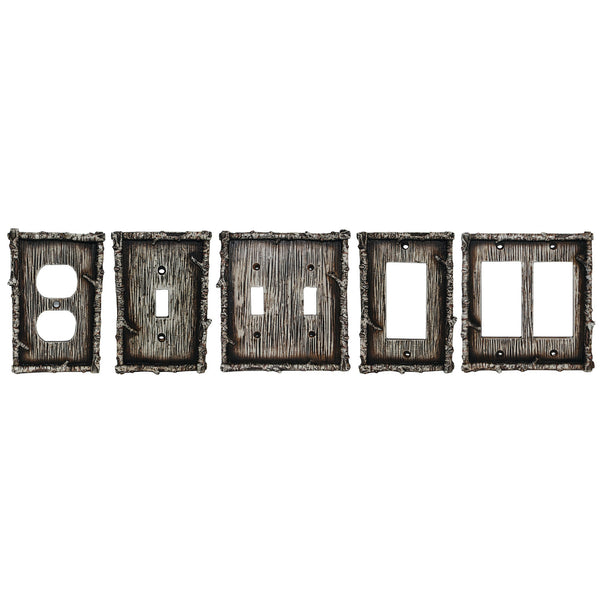 Hiend Accents Birch Twig Single Wall Switch Plate - Rustic Elegance For Nature-inspired Home Decor Spaces Multi Resin Ld8203-ss-oc