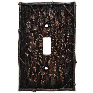 Hiend Accents Pine Bark Single Wall Switch Plate - Rustic Hand-painted Design For Cozy Home Decor Ideas Multi Resin Ld8204-ss-oc