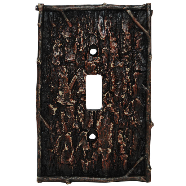 Hiend Accents Pine Bark Single Wall Switch Plate - Rustic Hand-painted Design For Cozy Home Decor Ideas Multi Resin Ld8204-ss-oc