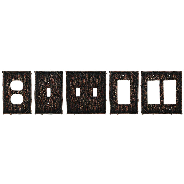 Hiend Accents Pine Bark Single Wall Switch Plate - Rustic Hand-painted Design For Cozy Home Decor Ideas Multi Resin Ld8204-ss-oc