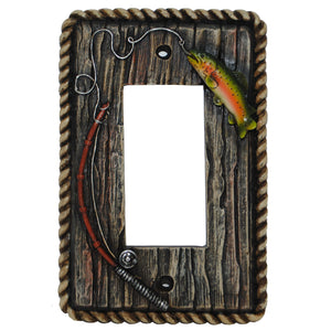 Hiend Accents Rainbow Trout Single Rocker Wall Switch Plate - Hand-painted Rustic Decor For Nature Lovers Multi Resin Ld8205-sr-oc