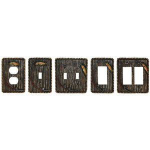 Hiend Accents Rainbow Trout Double Wall Switch Plate - Handcrafted Rustic Decor For Nature-inspired Homes Multi Resin Ld8205-ds-oc