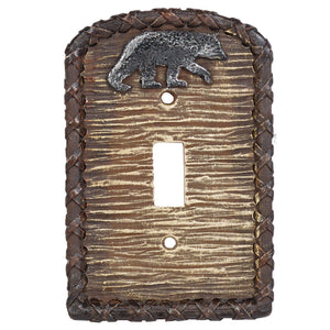 Hiend Accents Bear Single Wall Switch Plate - Rustic Resin Cover With Charming Black Bear Emblem For Home Decor Multi Resin Ld8206-ss-oc