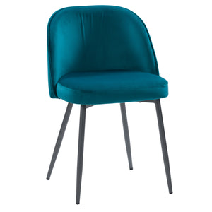CorLiving Ayla Velvet Upholstered Side Chair in Teal Teal LDL-201-C